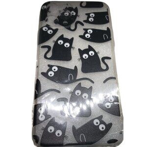 Silicone Case for iPhone XR & 11-Clear W/Black Whimsical Cat-3” Wide X  6” Long
